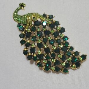 Green and Gold Peacock Brooch Sold As Is Mo Returns